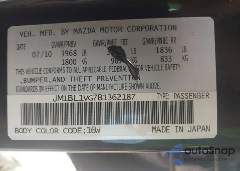 2011 Mazda Mazda3 I Touring z USA, uszkodzony, nr VIN JM1BL1VG7B1362187